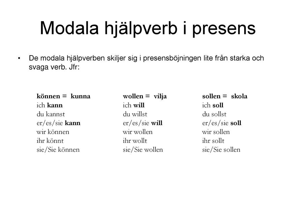 Modala Hjälpverb. - Ppt Herunterladen