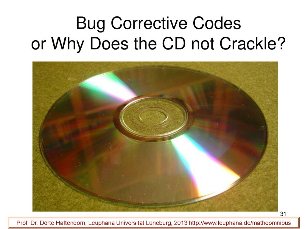 Bug Corrective Codes or Why Does the CD not Crackle