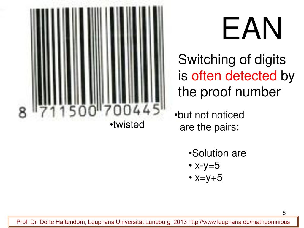 EAN Switching of digits is often detected by the proof number