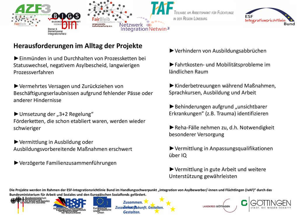 Herausforderungen im Alltag der Projekte