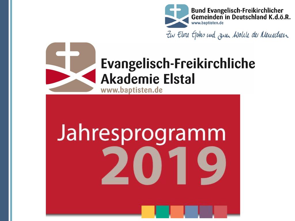 Die Evangelisch-Freikirchliche Akademie Elstal entwickelt und koordiniert Bildungsangebote für hauptamtliche und ehrenamtliche Mitarbeitende in den Gemeinden. Sie bietet in Elstal und in Gemeinden vor Ort Seminare, Fortbildungen und Fachtagungen zu den Bereichen Gottesdienst und Gemeindepraxis, Leitung und Gemeindeentwicklung, Mission und Integration, Seelsorge und Psychologie, Theologie und Gesellschaft und Familie und Generationen an.