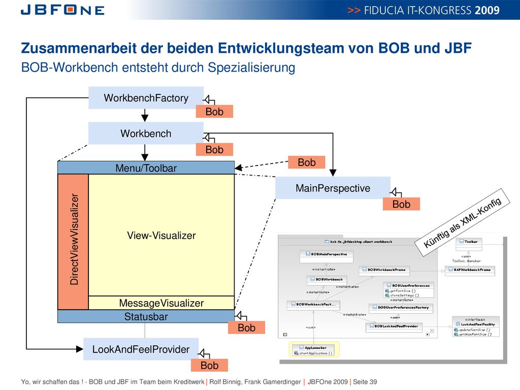 Zusammenarbeit der beiden Entwicklungsteam von BOB und JBF BOB-Workbench entsteht durch Spezialisierung