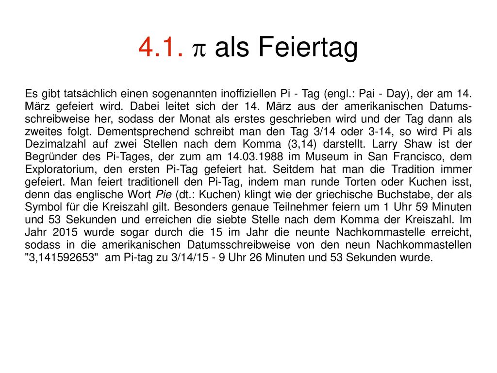 4.1. p als Feiertag