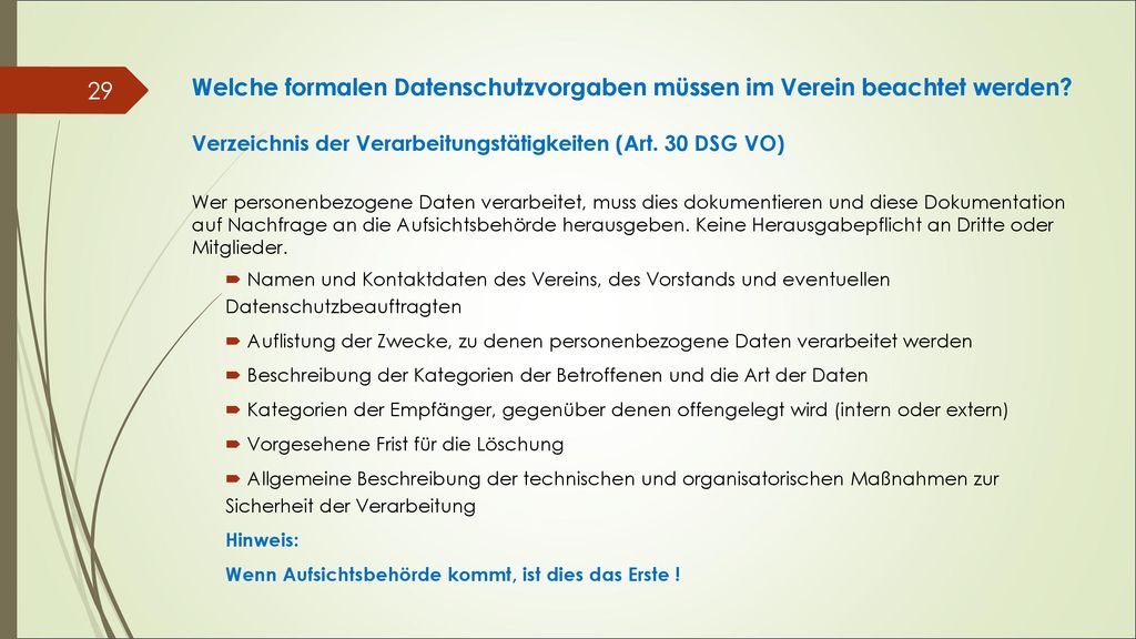 Welche formalen Datenschutzvorgaben müssen im Verein beachtet werden