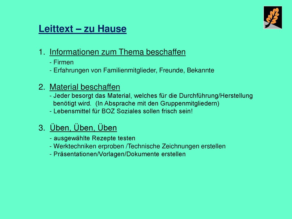 Leittext – zu Hause Informationen zum Thema beschaffen - Firmen