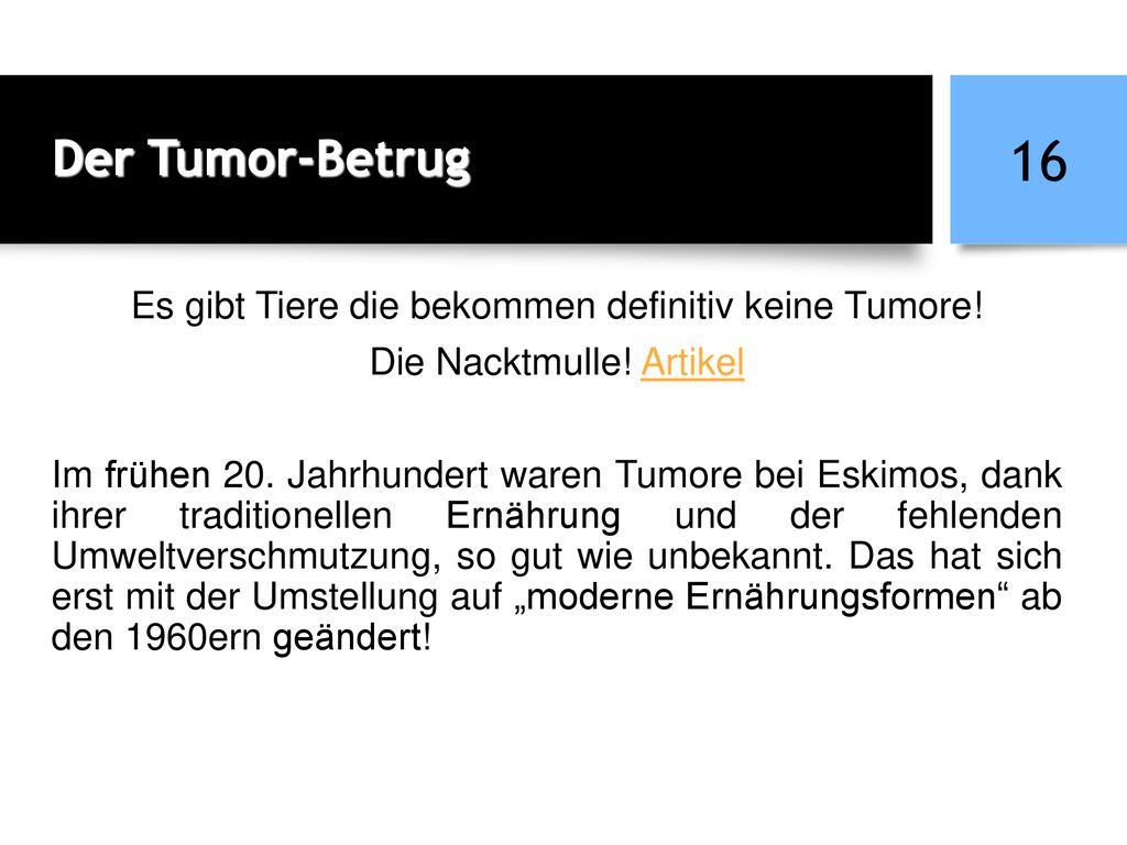 Der Tumor-Betrug Es gibt Tiere die bekommen definitiv keine Tumore!