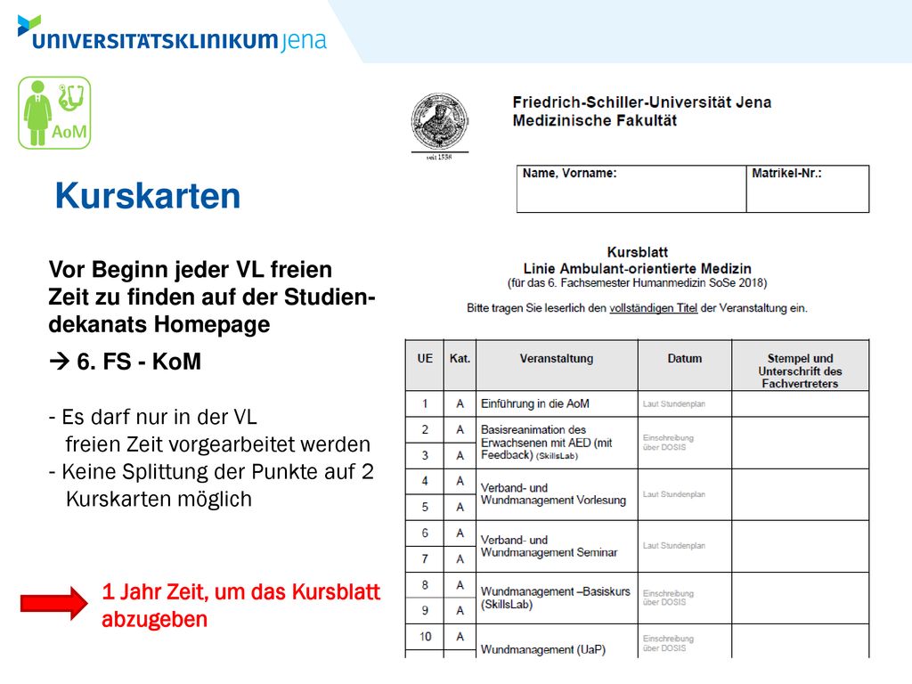Kurskarten Vor Beginn jeder VL freien Zeit zu finden auf der Studien- dekanats Homepage.  6. FS - KoM.