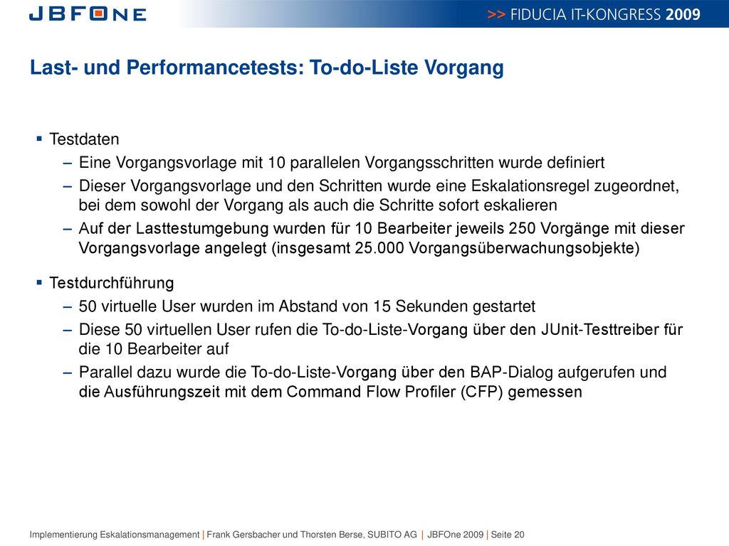 Last- und Performancetests: To-do-Liste Vorgang