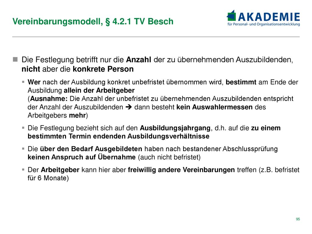 Vereinbarungsmodell, § TV Besch