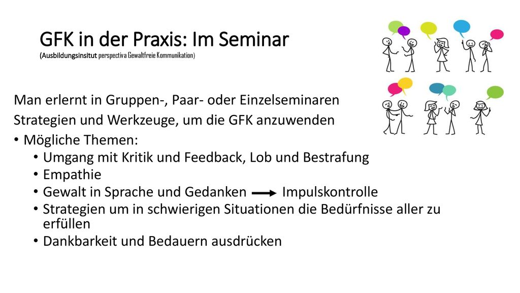 GFK in der Praxis: Im Seminar (Ausbildungsinsitut perspectiva Gewaltfreie Kommunikation)