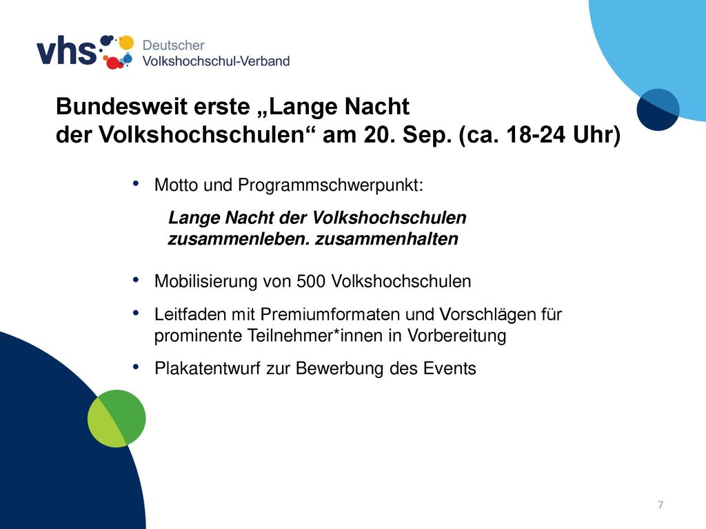 Bundesweit erste „Lange Nacht der Volkshochschulen am 20. Sep. (ca