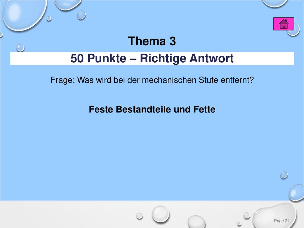 50 Punkte – Richtige Antwort Feste Bestandteile und Fette