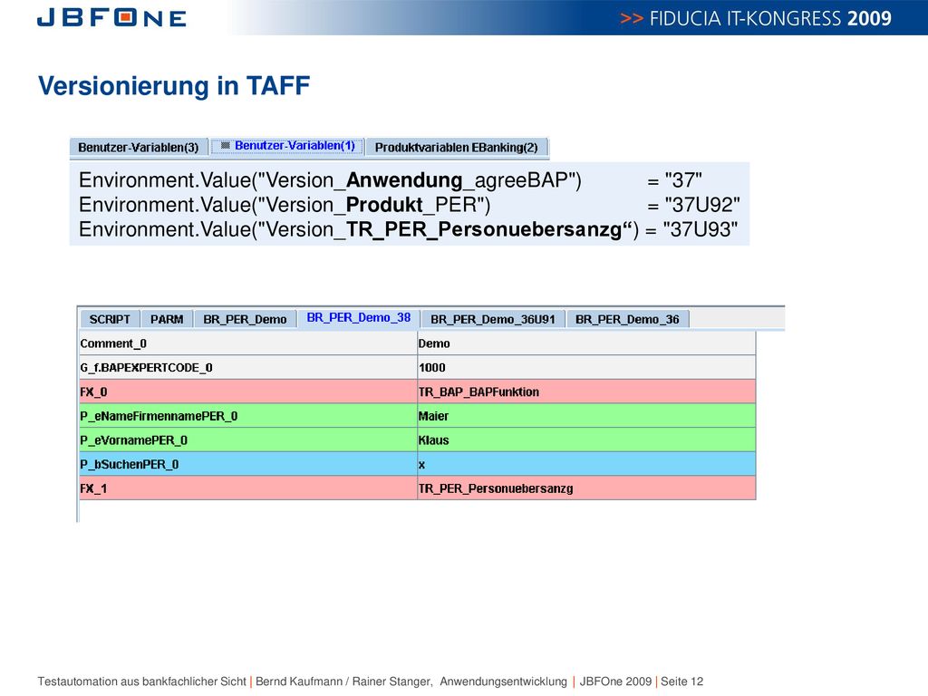 Versionierung in TAFF Environment.Value( Version_Anwendung_agreeBAP ) = 37
