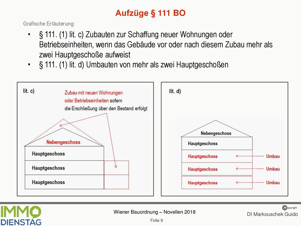 § 111. (1) lit. d) Umbauten von mehr als zwei Hauptgeschoßen