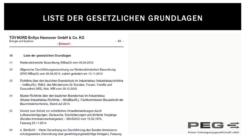 Liste der gesetzlichen grundlagen
