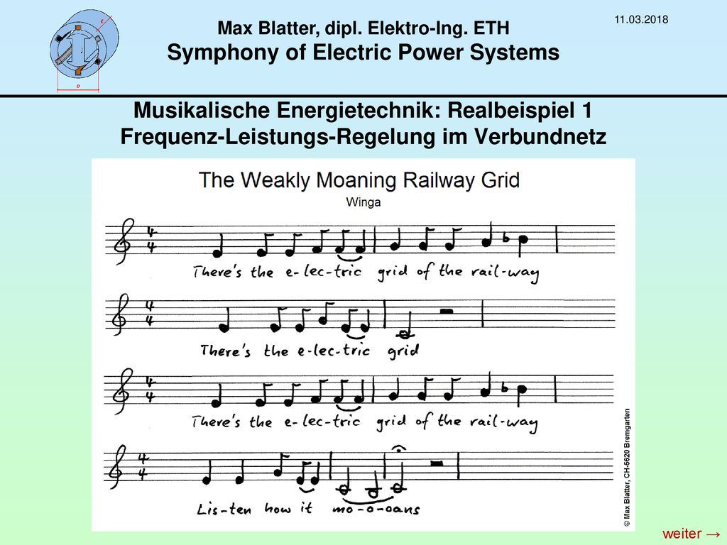 Max Blatter, dipl. Elektro-Ing. ETH Symphony of Electric Power Systems