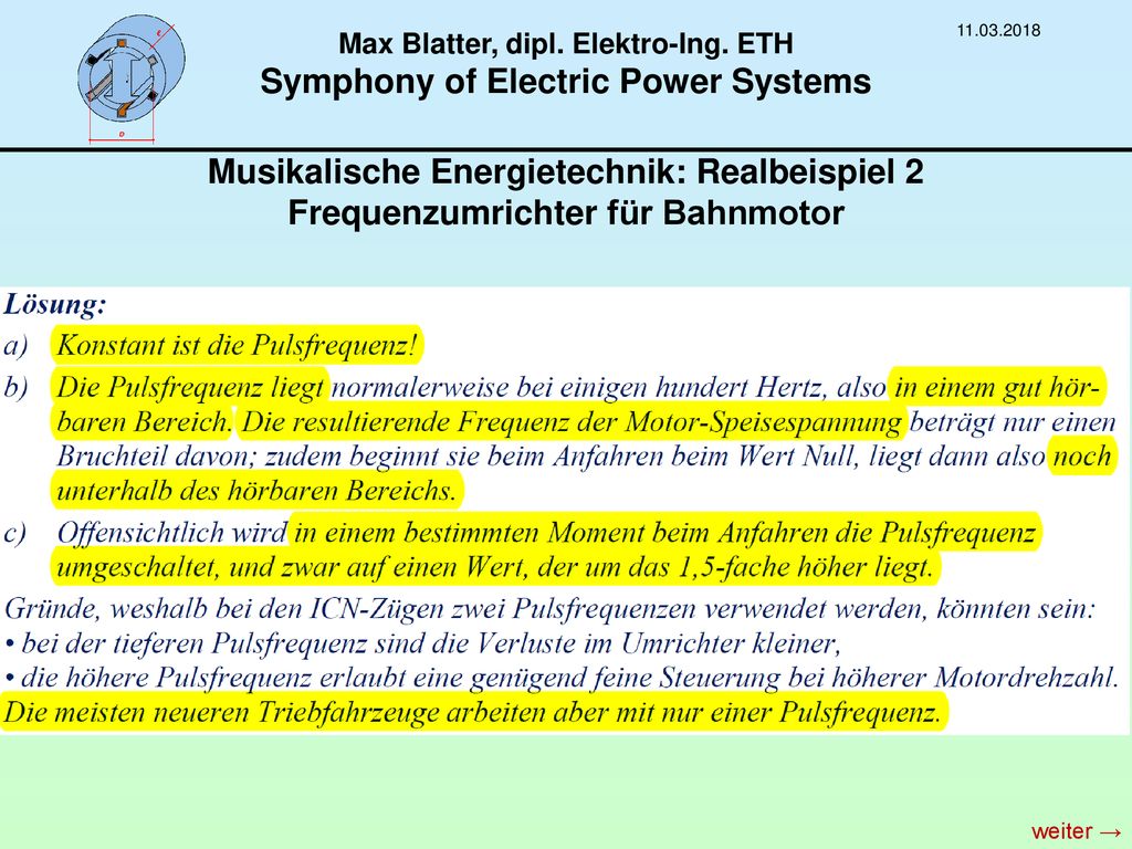 Max Blatter, dipl. Elektro-Ing. ETH Symphony of Electric Power Systems
