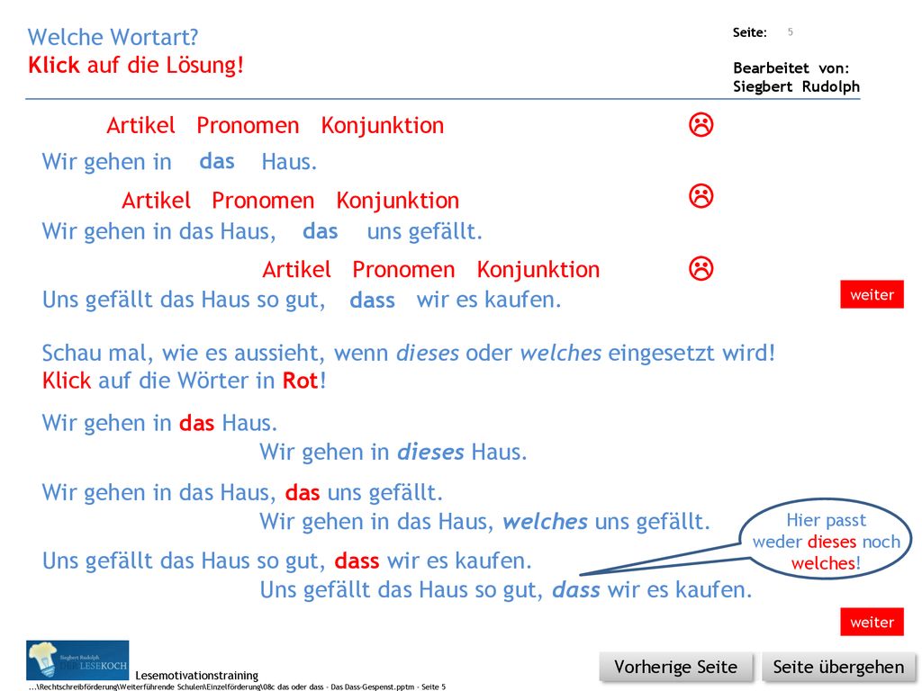    Welche Wortart Klick auf die Lösung!