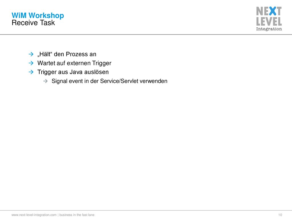 WiM Workshop Receive Task „Hält den Prozess an
