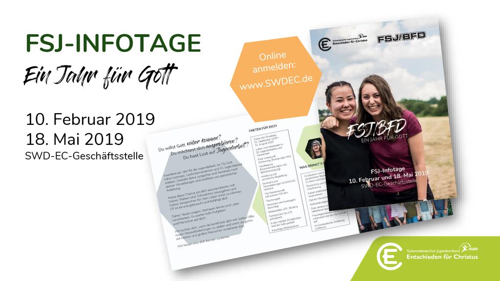 FSJ-INFOTAGE Ein Jahr für Gott 10. Februar Mai 2019