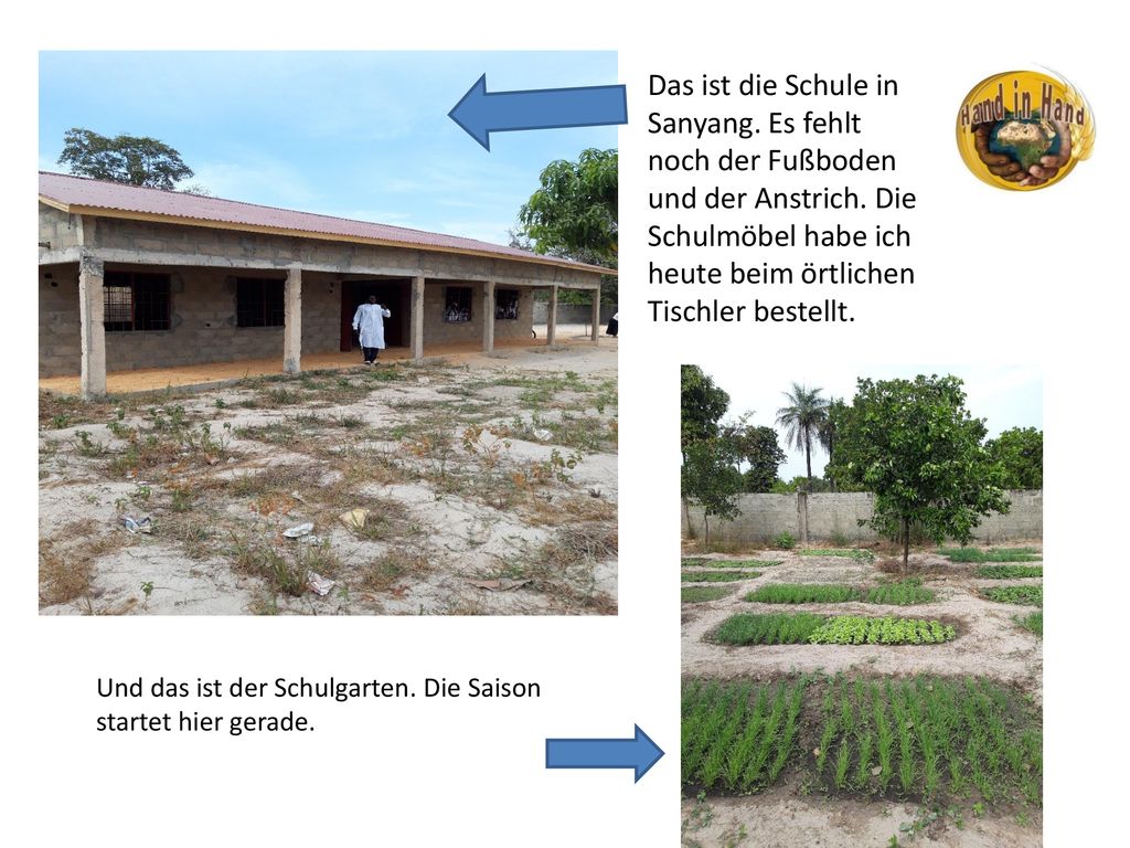 Immer Das ist die Schule in Sanyang. Es fehlt noch der Fußboden und der Anstrich. Die Schulmöbel habe ich heute beim örtlichen Tischler bestellt.