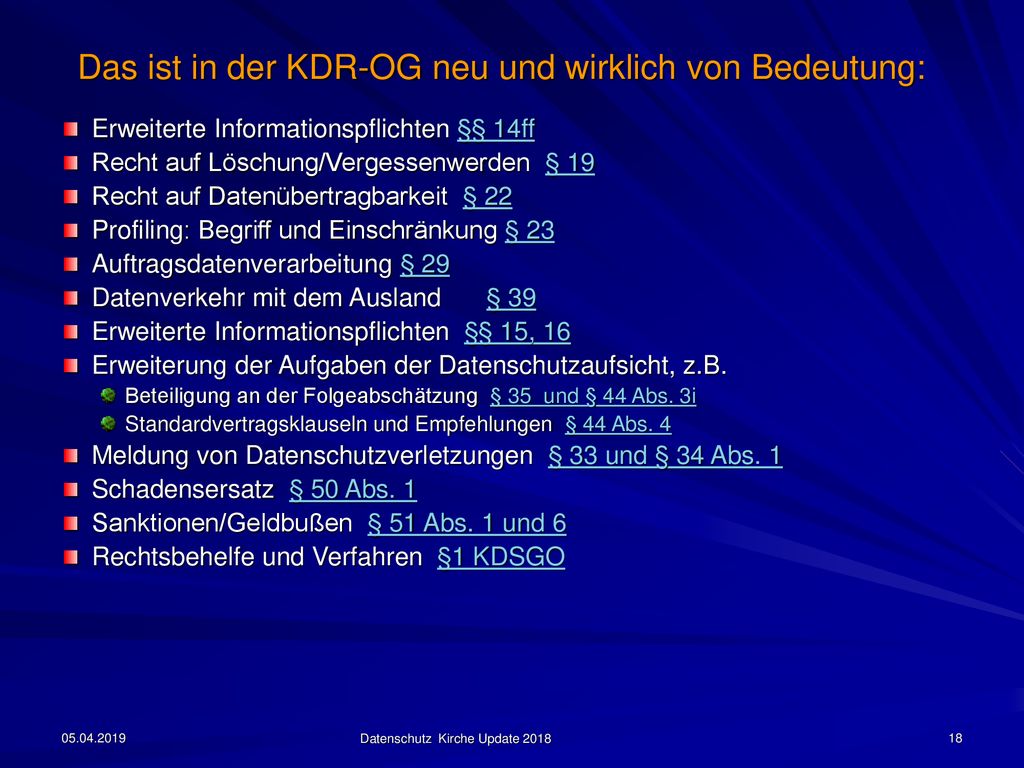 Das ist in der KDR-OG neu und wirklich von Bedeutung: