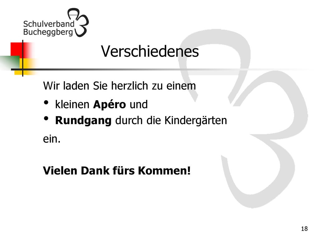 Verschiedenes Wir laden Sie herzlich zu einem kleinen Apéro und