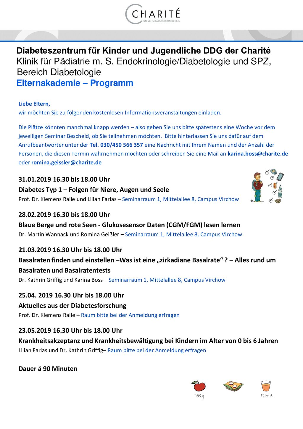 Diabeteszentrum für Kinder und Jugendliche DDG der Charité Klinik für Pädiatrie m. S. Endokrinologie/Diabetologie und SPZ, Bereich Diabetologie Elternakademie – Programm