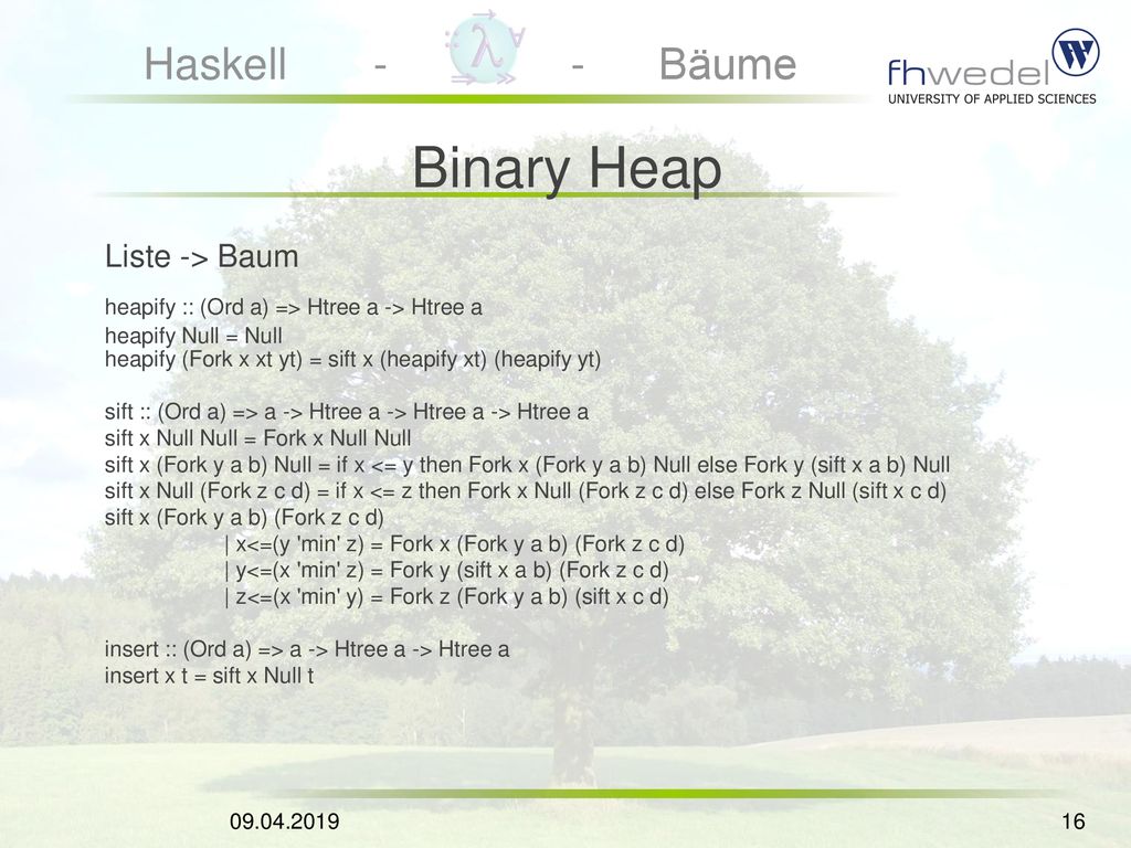 Binary Heap Liste -> Baum