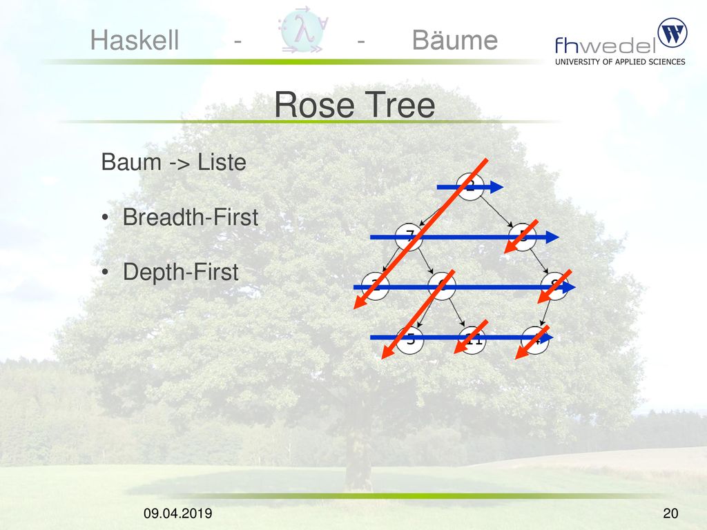 Rose Tree Baum -> Liste Breadth-First Depth-First