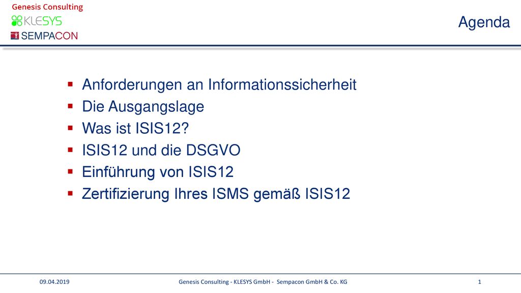 Genesis Consulting - KLESYS GmbH - Sempacon GmbH & Co. KG