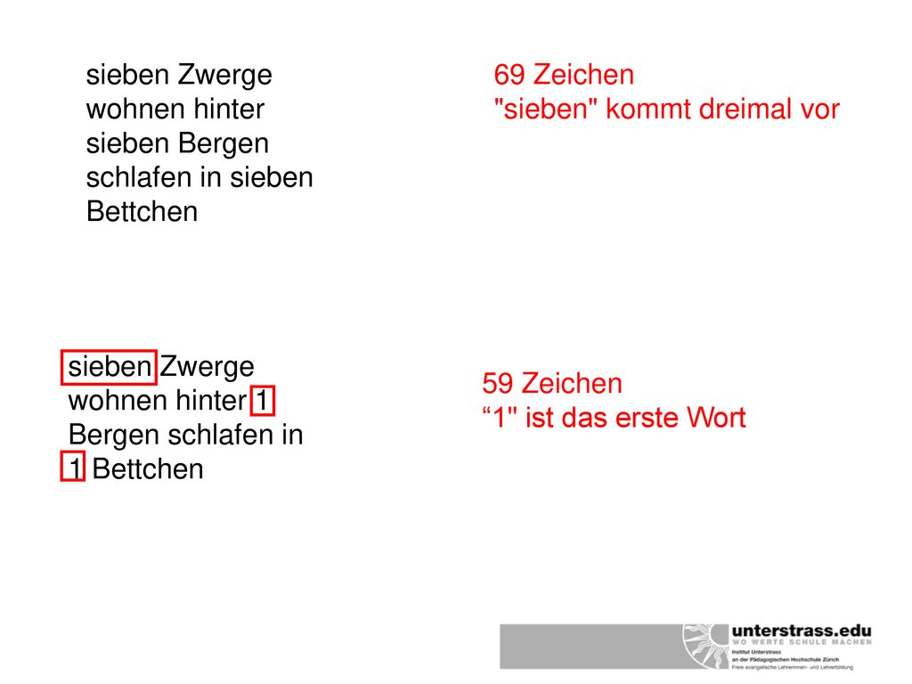 sieben Zwerge wohnen hinter sieben Bergen schlafen in sieben Bettchen
