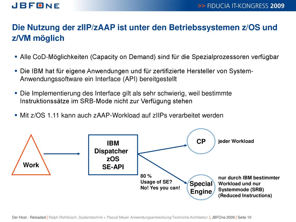 Die Nutzung der zIIP/zAAP ist unter den Betriebssystemen z/OS und z/VM möglich