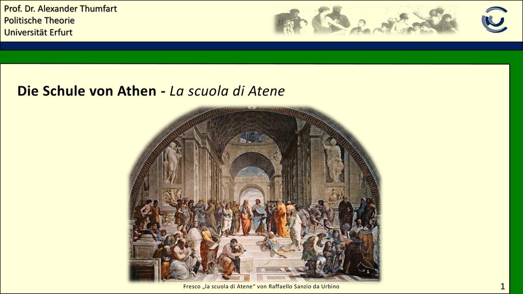 Fresco „la scuola di Atene von Raffaello Sanzio da Urbino
