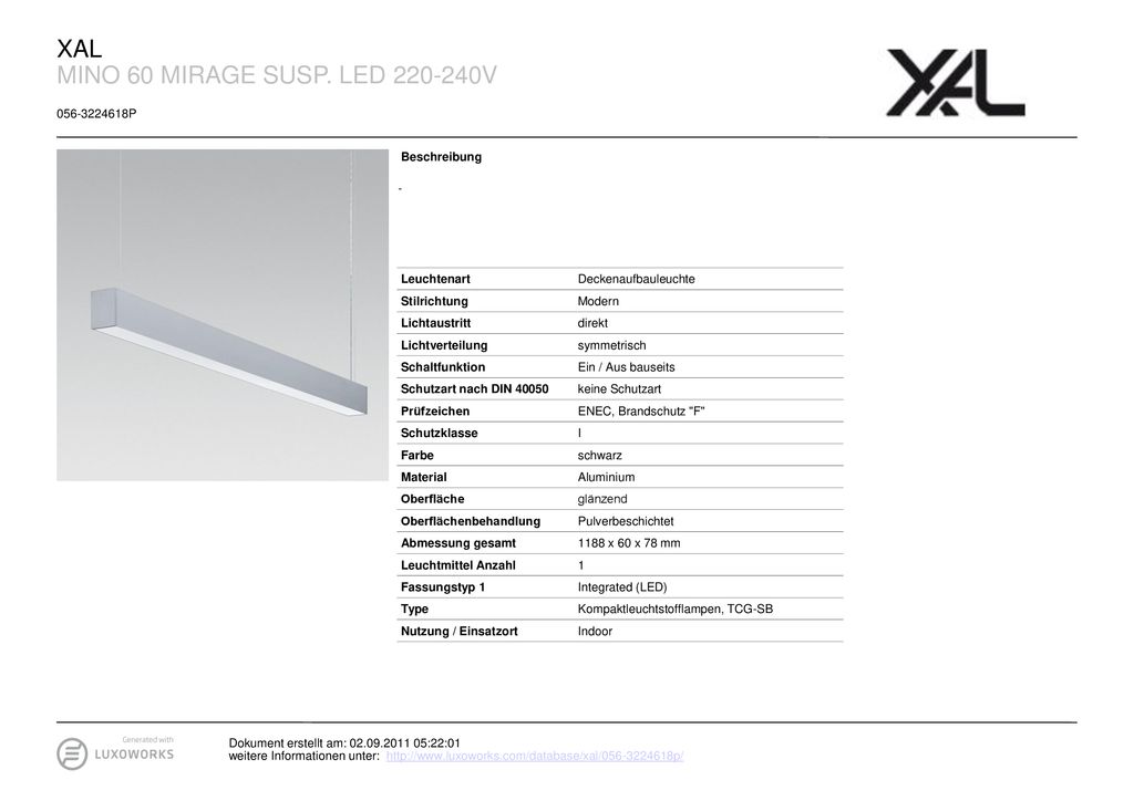 XAL MINO 60 MIRAGE SUSP. LED V P Beschreibung -