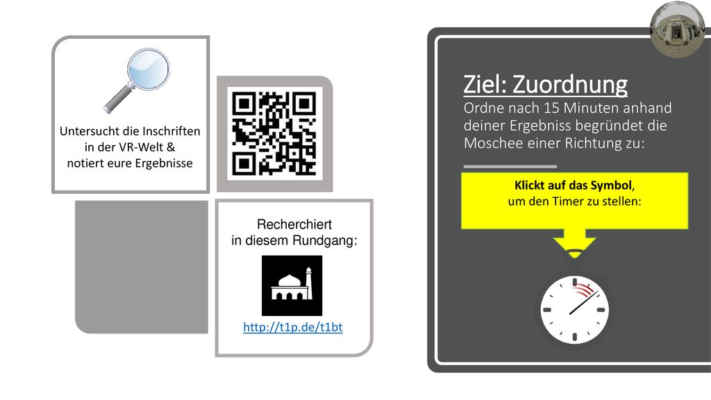 Ziel: Zuordnung Ordne nach 15 Minuten anhand deiner Ergebniss begründet die Moschee einer Richtung zu: