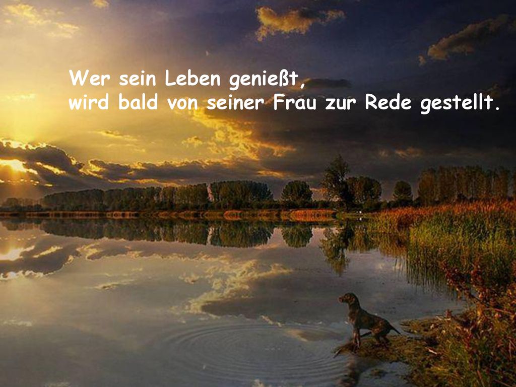 Wer sein Leben genießt, wird bald von seiner Frau zur Rede gestellt.