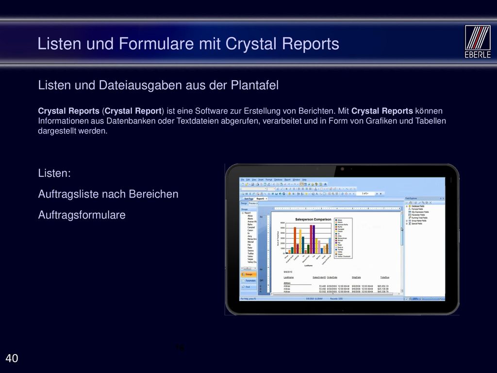 Listen und Formulare mit Crystal Reports