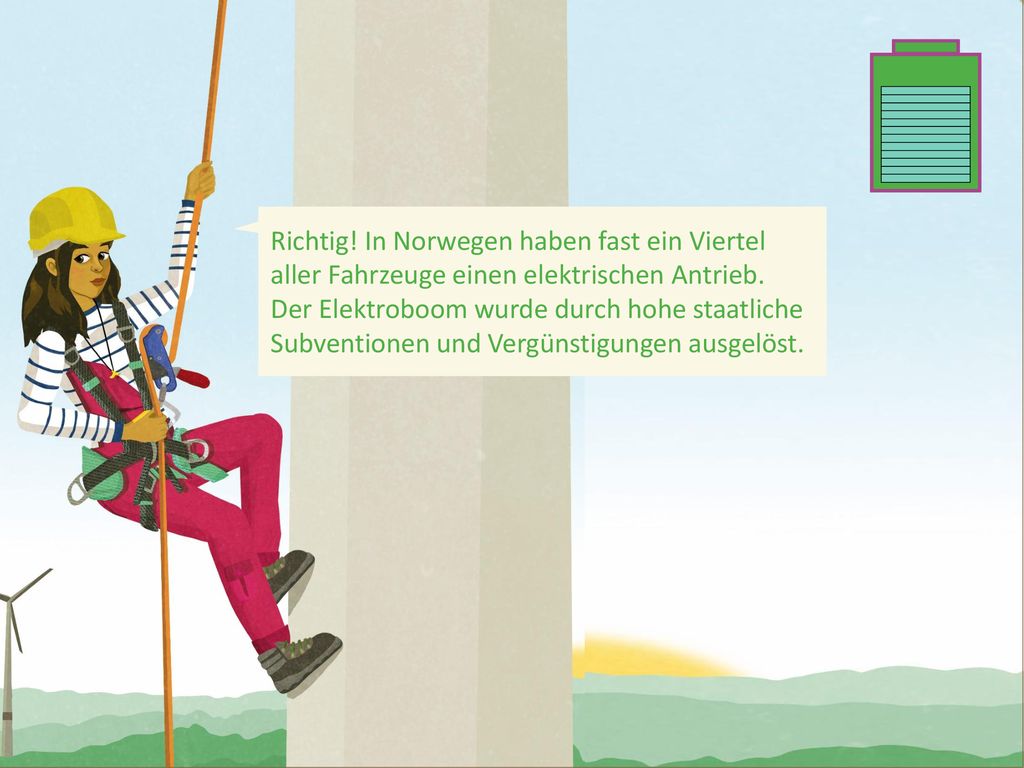 Richtig! In Norwegen haben fast ein Viertel aller Fahrzeuge einen elektrischen Antrieb.