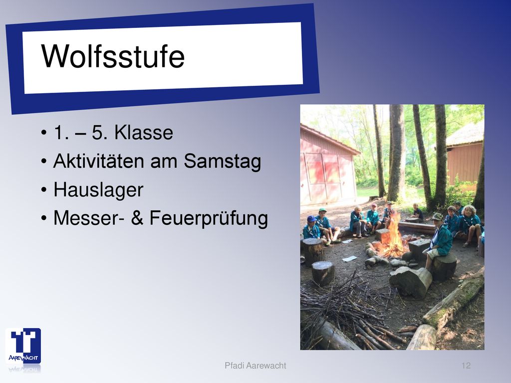 Wolfsstufe 1. – 5. Klasse Aktivitäten am Samstag Hauslager