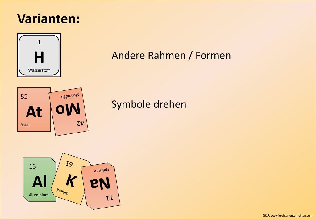 H At Mo K Al Na Varianten: Andere Rahmen / Formen Symbole drehen 1 85