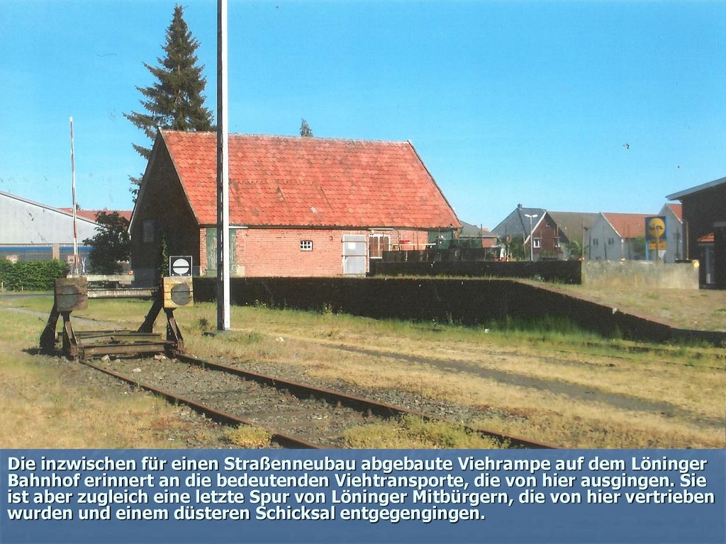 Die inzwischen für einen Straßenneubau abgebaute Viehrampe auf dem Löninger Bahnhof erinnert an die bedeutenden Viehtransporte, die von hier ausgingen.