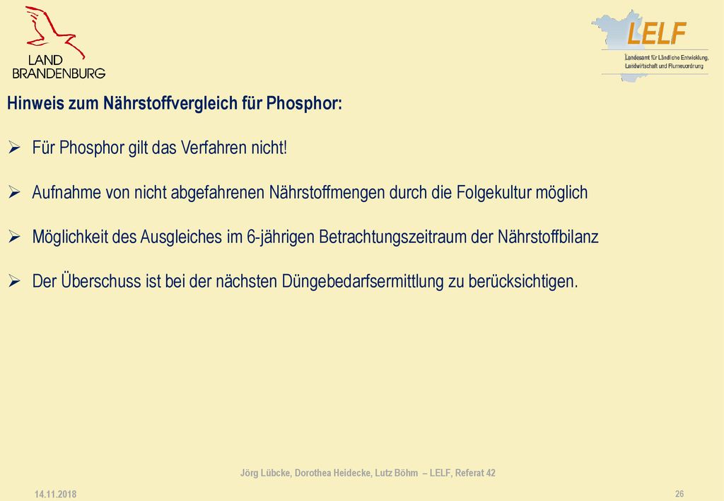 Jörg Lübcke, Dorothea Heidecke, Lutz Böhm – LELF, Referat 42
