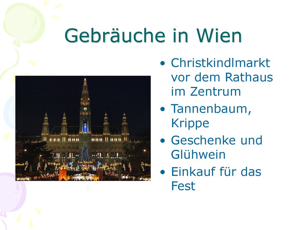 Gebräuche in Wien Christkindlmarkt vor dem Rathaus im Zentrum