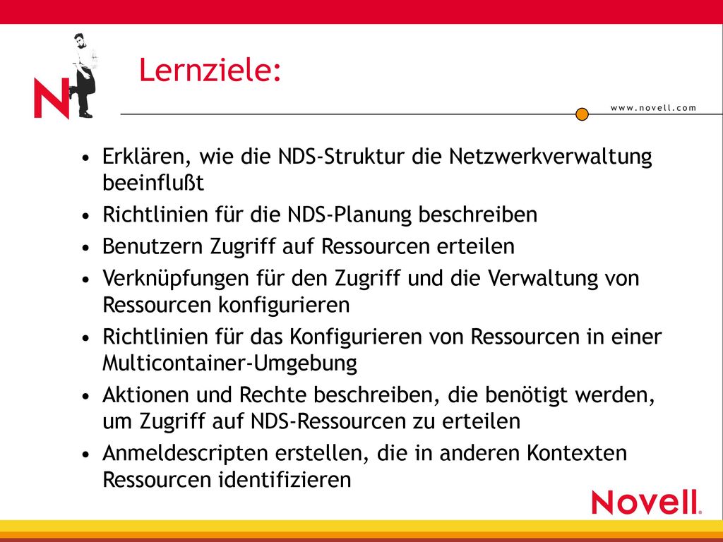 Lernziele: Erklären, wie die NDS-Struktur die Netzwerkverwaltung beeinflußt. Richtlinien für die NDS-Planung beschreiben.