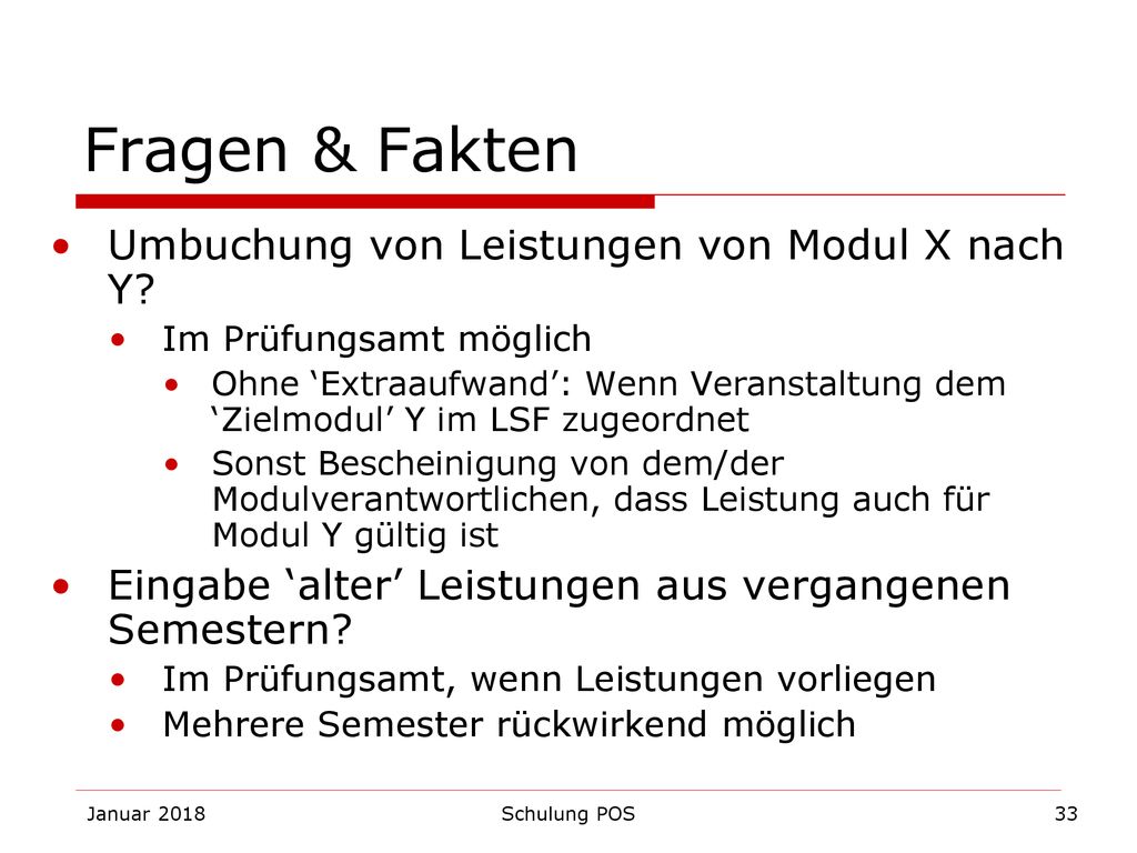 Fragen & Fakten Umbuchung von Leistungen von Modul X nach Y