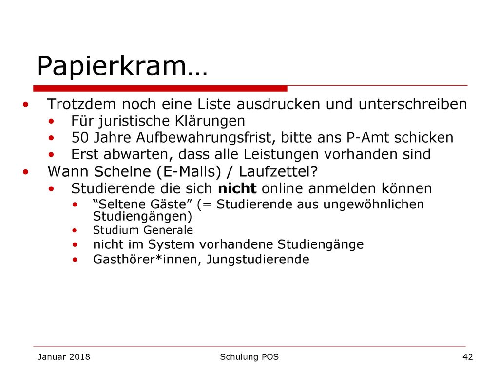 Papierkram… Trotzdem noch eine Liste ausdrucken und unterschreiben