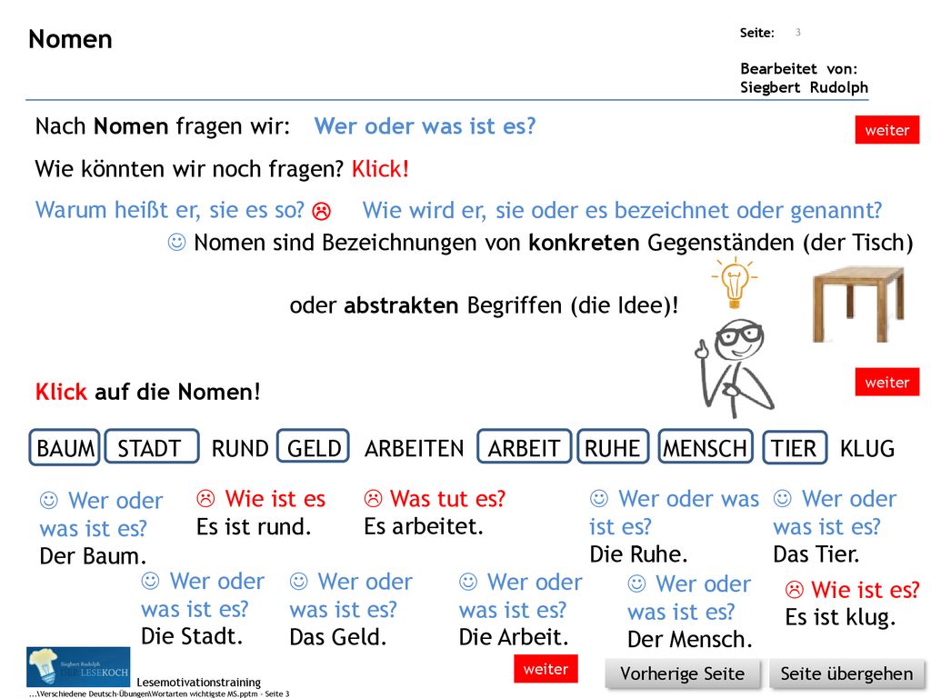 Nomen Nach Nomen fragen wir: Wer oder was ist es
