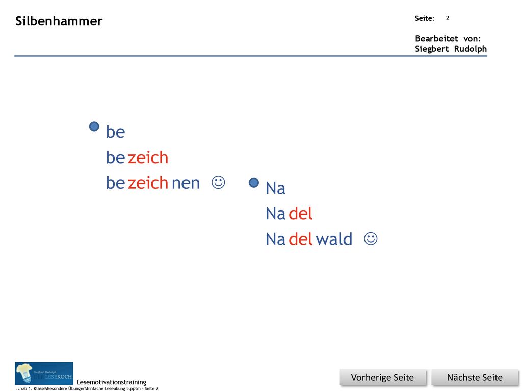 be be zeich be zeich nen J Na Na del Na del wald J Silbenhammer
