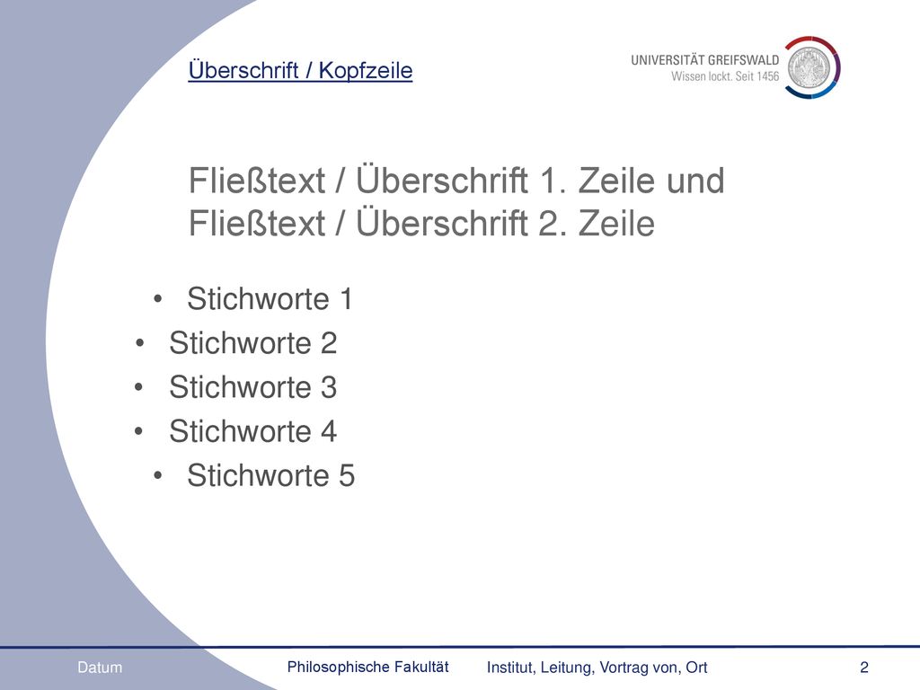 Fließtext / Überschrift 1. Zeile und Fließtext / Überschrift 2. Zeile